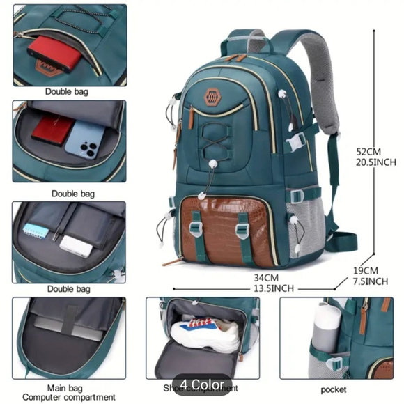 High School Backpack With Shoe Compartment Laptop Bag School Gym Bag Tote - Picture 6 of 14